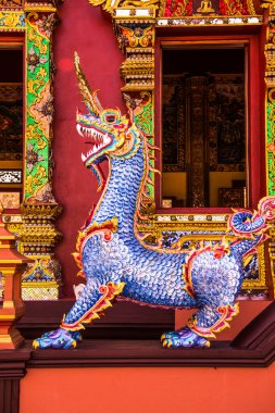 Himmapan hayvan heykeli Prayodkhunpol Wiang Kalong Tapınağı, Tayland.