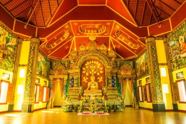 Prayodkhunpol 'deki güzel Buda heykeli Wiang Kalong Tapınağı, Tayland.