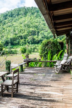 Tayland 'ın Chiangmai şehrinde Tayland tarzı teras..