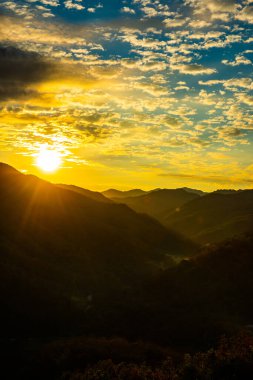 Mountain view  with mist at Wat Phrathat Doi Leng view point, Thailand.