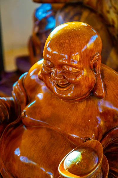 Phra Sangkatchai Monk Statue Made Wood Hyuaplakang Temple Thailand — Stock Photo, Image