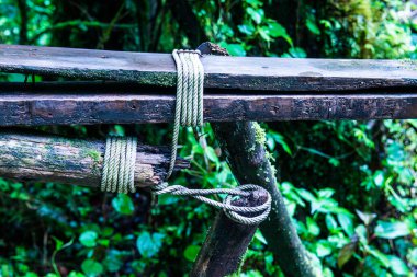 Doi Inthanon Ulusal Parkı 'ndaki ahşap korkuluklar, Tayland.
