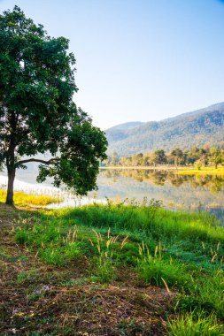 Tayland 'ın Chiangmai ilindeki Huay Tueng Tao gölünün manzara manzarası.