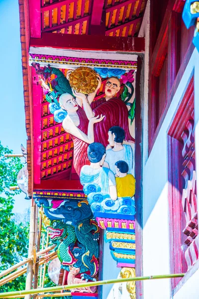 Lanna Estilo Escultura Madeira Templo Tailândia — Fotografia de Stock