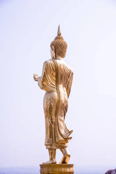 タイのハオノイ寺院で金仏像を歩く — ストック写真
