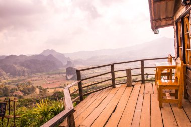 Thailand Phu Langka Ulusal Parkı 'nda Terrace ile güzel bir manzara..