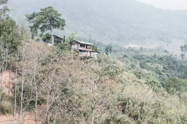 Μικρό Σπίτι Θέα Στο Βουνό Στο Εθνικό Πάρκο Phulangka Ταϊλάνδη — Φωτογραφία Αρχείου