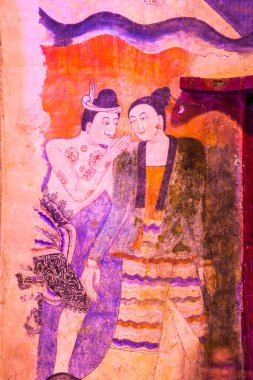 Wat Phumin, Tayland 'da antik duvar resmi.