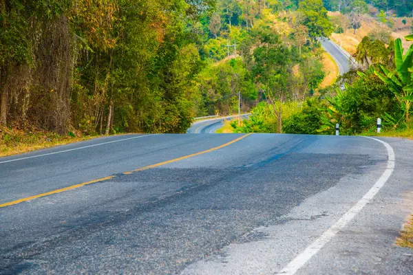 Tayland 'ın Phayao eyaletinde dağdaki yol.