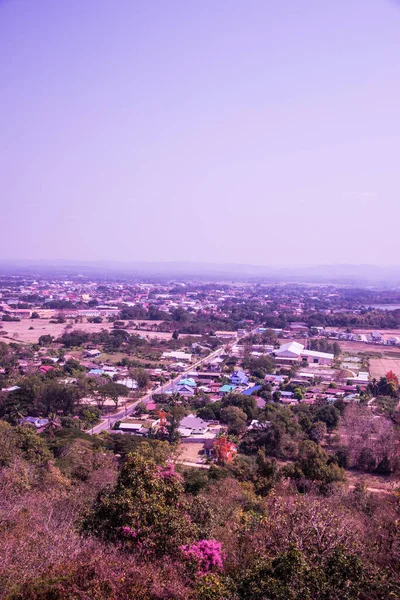Nan şehrinin kuş bakışı manzarası, Tayland.