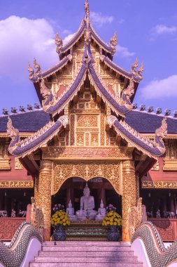 Tayland 'daki Ban Den Tapınağı' nda güzel bir Tayland tarzı kilise..