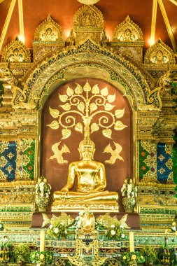 Prayodkhunpol 'deki güzel Buda heykeli Wiang Kalong Tapınağı, Tayland.