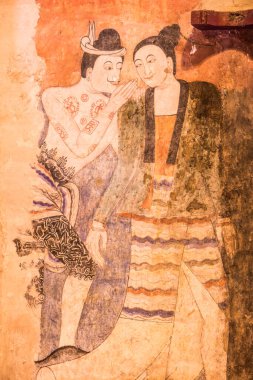 Wat Phumin, Tayland 'da antik duvar resmi.