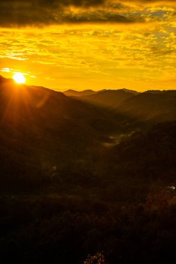 Mountain view  with mist at Wat Phrathat Doi Leng view point, Thailand.