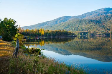 Chiangmai, Tayland 'daki Huay Tueng Tao Gölü' nün manzarası..