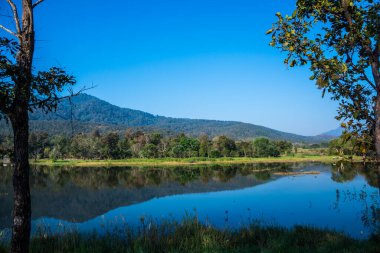 Tayland 'ın Chiangmai ilindeki Huay Tueng Tao gölünün manzara manzarası.