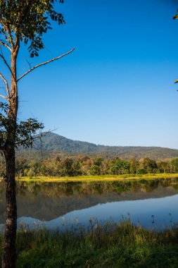 Tayland 'ın Chiangmai ilindeki Huay Tueng Tao gölünün manzara manzarası.