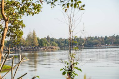 Tayland 'ın Chiangmai ilindeki Huay Tueng Tao gölünün manzara manzarası.