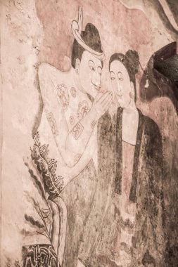 Wat Phumin, Tayland 'da antik duvar resmi.