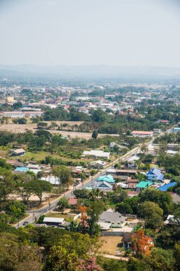 Nan şehrinin kuş bakışı manzarası, Tayland.