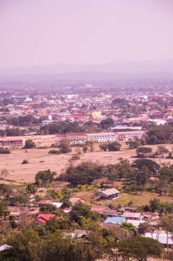 Nan şehrinin kuş bakışı manzarası, Tayland.