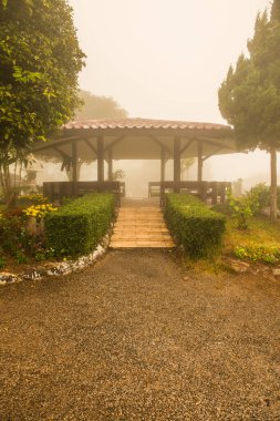 Tayland 'ın Phayao eyaletinde kış mevsiminde sisli bir huzurevi..