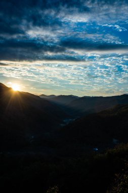 Mountain view  with mist at Wat Phrathat Doi Leng view point, Thailand.