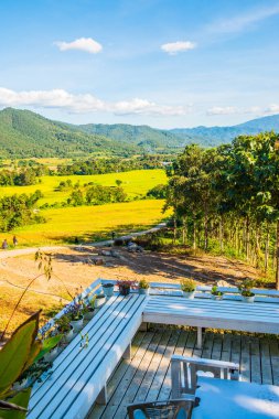 Doğal manzaralı beyaz bank, Tayland.