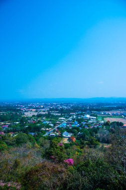 Nan şehrinin kuş bakışı manzarası, Tayland.