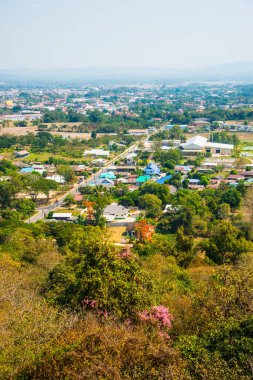 Nan şehrinin kuş bakışı manzarası, Tayland.