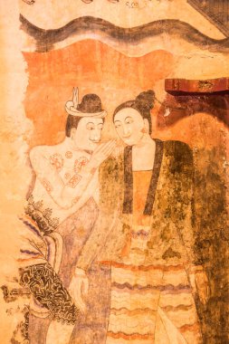 Wat Phumin, Tayland 'da antik duvar resmi.