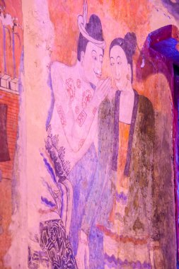 Wat Phumin, Tayland 'da antik duvar resmi.