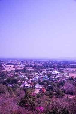 Nan şehrinin kuş bakışı manzarası, Tayland.