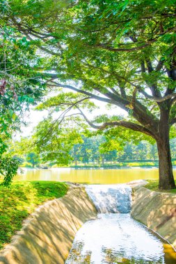 Su, Tayland 'daki küçük beton kanala taşar..