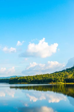 Mae Tam rezervuarının manzara görüntüsü, Tayland.
