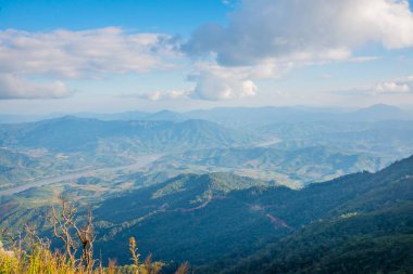 Tayland 'ın Chiangrai ilindeki Doi Pha Tang Dağı manzarası.