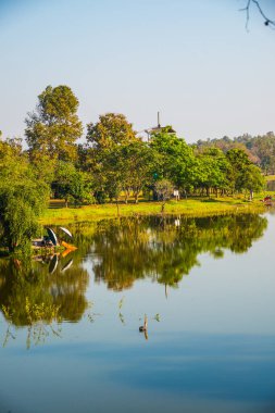 Tayland 'ın Chiangmai ilindeki Huay Tueng Tao gölünün manzara manzarası.