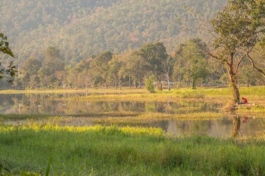 Tayland 'ın Chiangmai ilindeki Huay Tueng Tao gölünün manzara manzarası.
