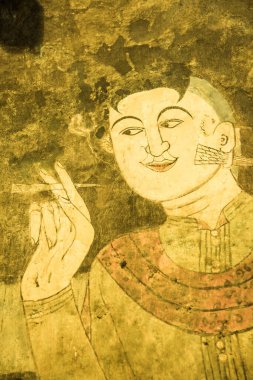 Wat Phumin, Tayland 'da antik duvar resmi.