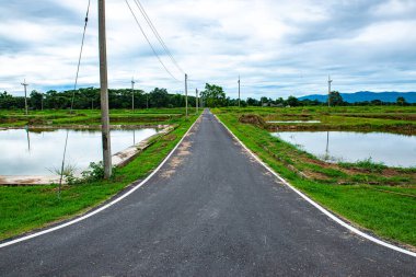 Tayland 'da Kwan Phayao Gölü' nün yanında balık havuzlu koşu pisti..