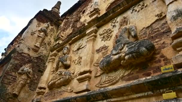 Stucwerk Stijl Van Lanna Jed Yod Temple Provincie Chiang Mai — Stockvideo