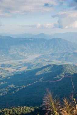Tayland 'ın Chiangrai ilindeki Doi Pha Tang Dağı manzarası.