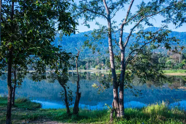 Tayland 'ın Chiangmai ilindeki Huay Tueng Tao gölünün manzara manzarası.