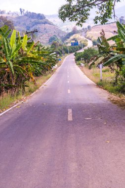 Tayland 'ın Phayao eyaletinde dağdaki yol.