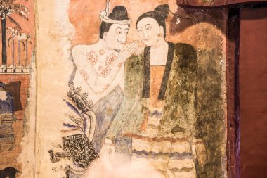 Wat Phumin, Tayland 'da antik duvar resmi.