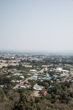 Nan şehrinin kuş bakışı manzarası, Tayland.