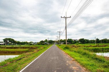Tayland 'da Kwan Phayao Gölü' nün yanında balık havuzlu koşu pisti..