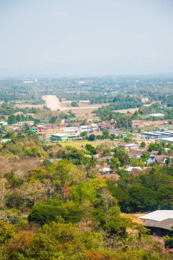 Nan şehrinin kuş bakışı manzarası, Tayland.