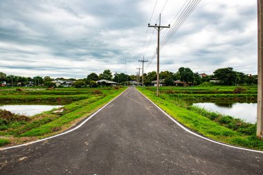 Tayland 'da Kwan Phayao Gölü' nün yanında balık havuzlu koşu pisti..