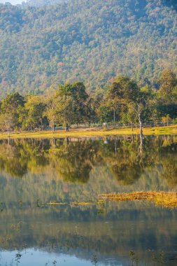 Tayland 'ın Chiangmai ilindeki Huay Tueng Tao gölünün manzara manzarası.